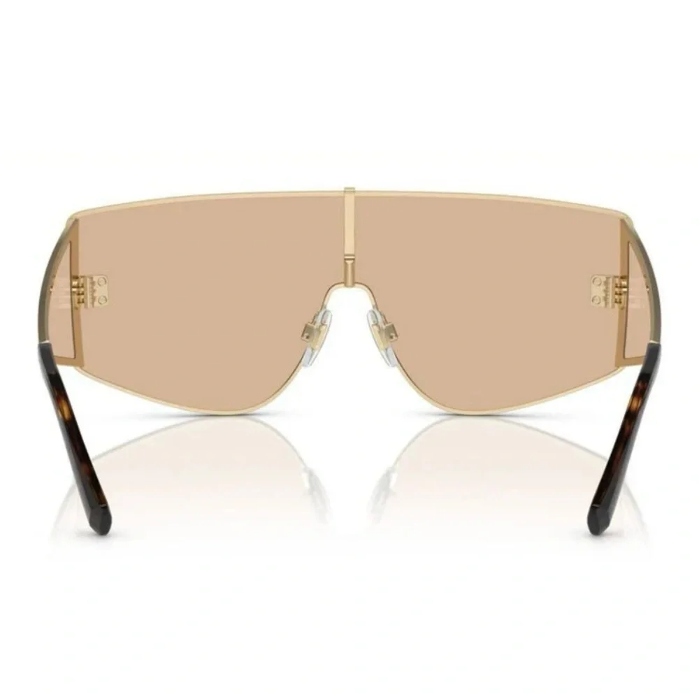 Dolce & Gabbana 2305 Oversized Shield Sunglasses Gold Metal Unisex Designer Bold
